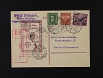 spec. KL s přítiskem 1. let 21.března 1927, frank. mj. zn. L č. 5, pod. raz. PRAHA 1 21.3.27, přídavné rámeč. raz. PRAHA LETIŠTĚ ..., červený rámeč. let. kašet a přích. raz. BERLIN C 21.3.27, zajímavé