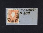 zn. Fe. č. 13 IIb na výstřižku s nekompl. řádk. raz. THERESIENSTADT 30.AUG. (Müller Nr. 2911) a doplňkové tříkruh. čís. raz. 1 (Müller Nr. 3214 u/360 bodů), zk. a atest Ferchenbauer