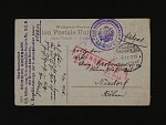 jednobar. pohlednice Jerusalema zaslaná do Čech, pod. raz. FELDPOST MIL. MISS. A.O.K.4 5.11.16 + fialové útvar. raz. K.u.K. GEBIRGSARTILLERIE Nro. 6 HAUBITZBATERIE No. 2 + červené cenzurní rámeč. raz.