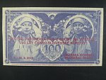 100 Kč 1919 reprint ČNB 2019, papír s vodoznakem, STC Praha, použito pro čestnou vstupenku na výstavu 100.let měny