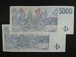 5000 Kč 2009 s. C - dvojice bankovek se stejným číslem, ale jinou sérií