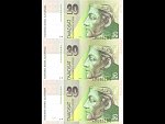 20 Sk 1.9.1993 s. A, nerozstřižené 3ks, Baj. SK 7a, Pi. 20a