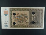 20 Ks 15.9.1939 serie Yz 46, perf. SPECIMEN dole + 4x skartační otvor