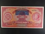 500 Ks 2.5.1929 s pretiskem, serie F, perf. 2x SPECIMEN dole
