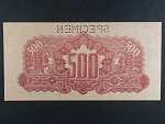 500 K 1944 kolkovaná série XB, 1x perf. SPECIMEN nahoře