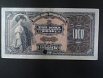 1000 Kč 8.4.1932, serie C, 1x svisle perforace SPECIMEN uprostřed + otvor