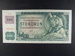 100 Kč 1961 s. T 28, kolek, Baj. CZ 1b, Pi. 1