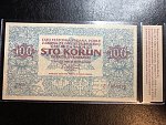 100 Kč 1919 reprint města Ivančice 2018, papír s vodoznakem a UV tiskem, STC Praha, orig. balení