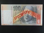 anulát - 100 Sk 1.7.1996 série D 00000000, číslo 704 s přetiskem SPECIMEN, Ba. SK 8b, Pi. 25s