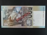 anulát - 500 Sk 31.10.1996 série F 00000000, číslo 501 s přetiskem SPECIMEN, Baj. SK 9b, Pi. 27s