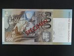 anulát - 500 Sk 31.10.1996 série F 00000000, číslo 704 s přetiskem SPECIMEN, Baj. SK 9b, Pi. 27s