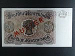 Německo, 50 Rtm 1934 série A s perf. DRUCKPROBE a s přetiskem MUSTER, platná na ČS území, Ro. 165M, Ba. D16, Pi. 172s