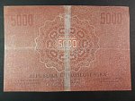 5000 Kč 1919 padělek, sběratelská kopie ČNS pobočky papírová platidla, oboustranná