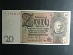 Německo, 20 RM 1929 série A, mírové vydání, podtiskové písmeno B, Ba. D3b
