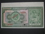 100 Kč 14.1.1920 s. U anulát, 2x přetisk SPECIMEN, horní okraj