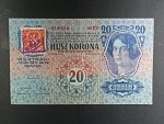 20 K 1913, kolkovaná, I. vydání, padělaný kolek s raz 