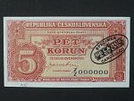 5 Kčs 1945 série Z/Z 000000 anulát s pečetí De La Rue, Ba. 70, ručně číslo 40