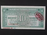 10 Kčs 1945 série Y/Z 000000 anulát s pečetí De La Rue, Ba. 71, specimen no 49