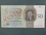 Německo, 50 RM 1924 série A, podtiskové písmeno L, anulát s přetiskom MUSTER, Ba. D5, Ro. 170a, Grab. DEU-176