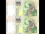 20 Sk 1.9.1993 s. A, nerozstřižené 2ks, Baj. SK 7a, Pi. 20a