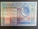 100 K 2.1.1912, kolkovaná zoubkovaným kolkem, pouze svislá perforace