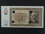 20 Ks 15.9.1939 serie Bc 4, perf. SPECIMEN + 4x skartační otvor