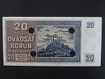 20 Ks 15.9.1939 serie Bc 4, perf. SPECIMEN + 4x skartační otvor
