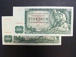 100 Kčs 1961 série G 73 + 87 se stejnými čísly, číslovač 1c