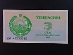UZBEKISTÁN, 3 Som 1992, BNB. B102a, Pi. 62