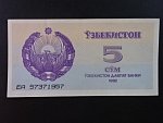UZBEKISTÁN, 5 Som 1992, BNB. B103a, Pi. 63