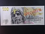 Pamětní tisk ve formě bankovky na paměť svatováclavských dukátů, série D anulát s přetiskem SPECIMEN, dárkový obal