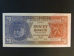20 Kč 1926 série Af, perf. SPECIMEN z líce