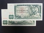 100 Kčs 1961 série G 80 + 83 se stejnými čísly, číslovač 1c