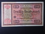 Konversionskassenschein, 30 RM 28.8.1933 série E s přetiskem 1/1934 v giloši, Ro. 710a, Grab. DEU-234b, dírky po špendlíku