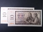 10 Kčs 1960 série H 17, dva kusy s čísly po sobě