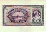 5000 Kč 6.7.1920 jednostranný tisk na kartonu bez série a čísla, 1 perf. ovor