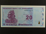 ZIMBABWE, 20 Dollars 2009, BNB. B186a, Pi. 95