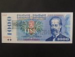 1000 Kč 1985/1993 série U 47 kolkovaná tištěným kolkem s 2x vodorovně zrcadlově perf. SPECIMEN