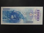 1000 Kč 1985/1993 série U 47 kolkovaná tištěným kolkem s 2x vodorovně zrcadlově perf. SPECIMEN