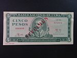 KUBA, 5 Pesos 1972 anulát s přeriskem SPECIMEN, BNB. B825ds, Pi. 103