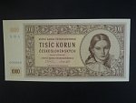 1000 Kčs 9.5.1951 série A 01 000000 anulát novotisk vydaný STC ve spolupráci s ČNB, papír s vodoznakem, kvalitní tisk, dárkový obal