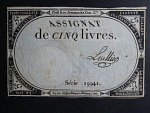 5 Livres 1793 podpis Luillier, BNB. B713, Pi. A76
