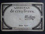 5 Livres 1793 podpis Michaud, BNB. B713, Pi. A76