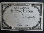 5 Livres 1793 podpis Droüet (slavná osoba pošmistr přepřahací stanice, dopomohl chytnout krále Ludvíka XVI., významná osobnost francouzských dějin - královrah, BNB. B713, Pi. A76