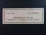 Táborová poukázka 1 Kčs série A Vězeňský ústav Ostrov u Karlových Varů včetně původního dopisu z vězení od majitele poukázky