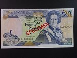 20 Pounds 2000 série KC 000000 anulát s přetiskem SPECIMEN, BNB. B123bs, Pi. 29