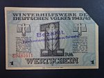 Winterhilfswerk 1934-1944 (Zimní pomoc), 1 RM 1942/1943 série E, raz. Bezahlt, ustřižený rožek, Ro. 740, Grab. WHW-37