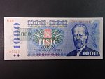 1000 Kč 1985/1993 série U 39, kolek tištěný
