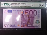 500 Euro 2002 s.Y, Řecko, podpis Willema F. Duisenberga, R005 tiskárna Bundesdruckerei, Německo, PMG 65