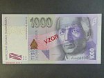 1000 Sk 2007 série P 00000000, anulát číslo 0091 s přetiskem VZOR